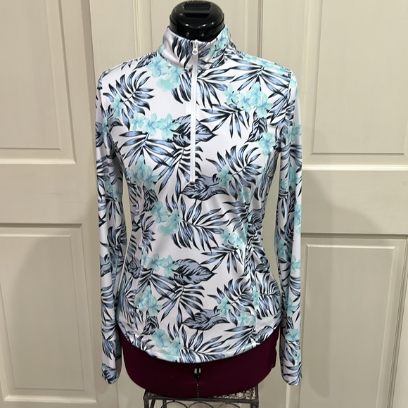 Tommy Bahama Golf Stretch Tropical Print 1/3 Zip - Size S/P - Picture 2 of 14
